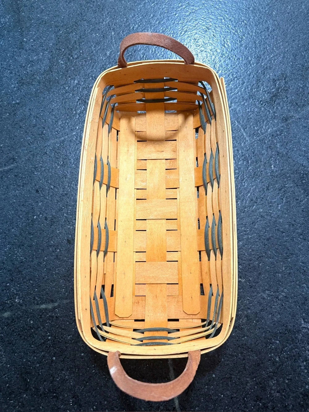 Longaberger Double Handle Rectangle Basket with Floral Liner 2000
